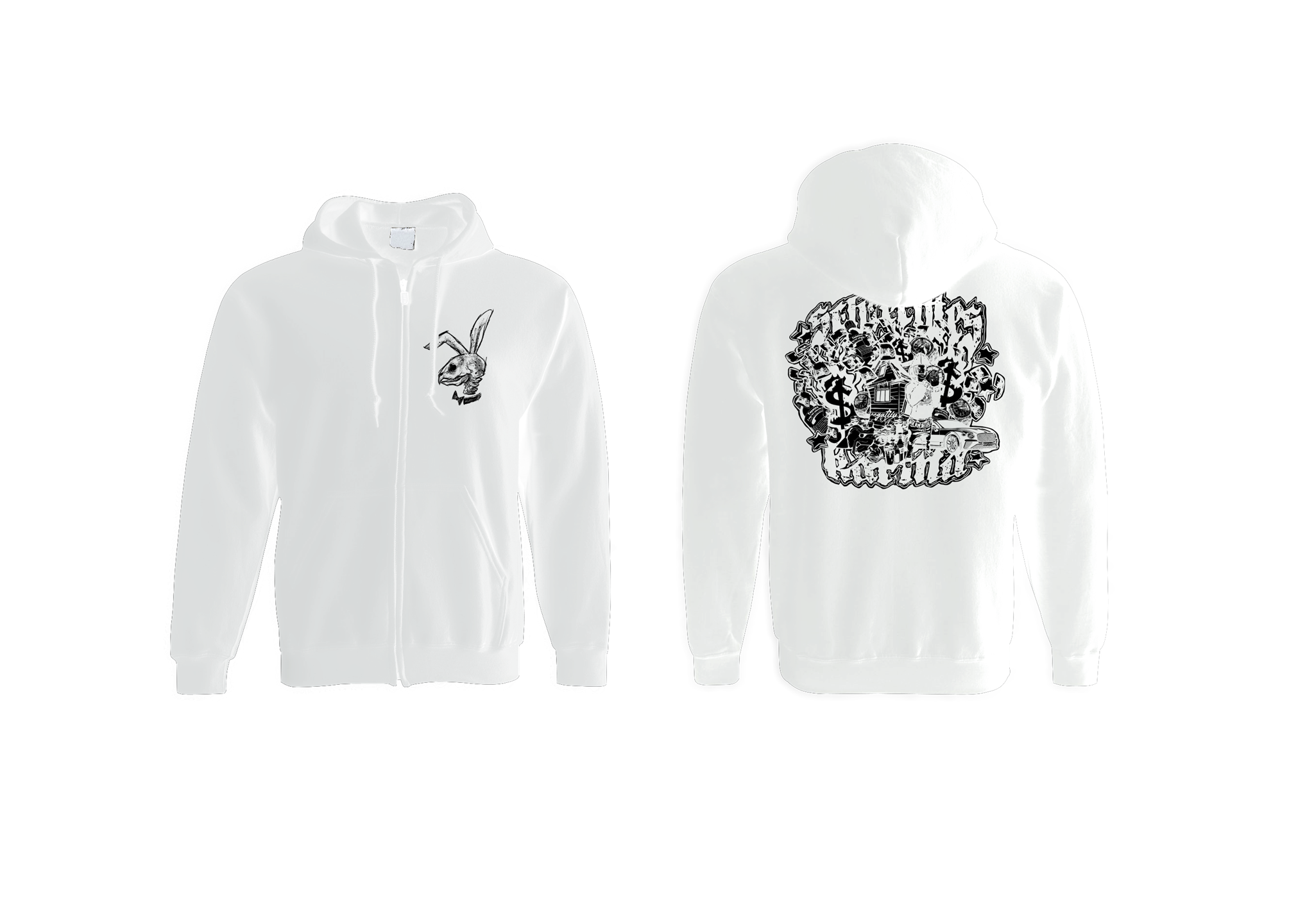 Bild von 'SK Dead Bunny' - ZIP HOODIE 2 [weiß]